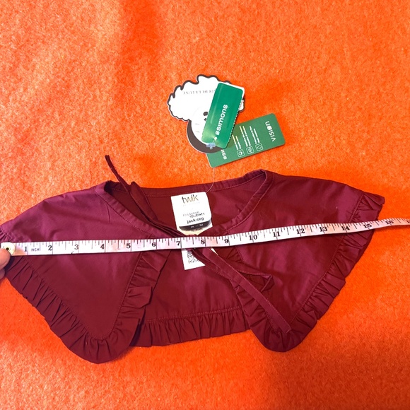 Burgundy Pierrot-style 100% organic cotton collar NWT - Picture 7 of 9